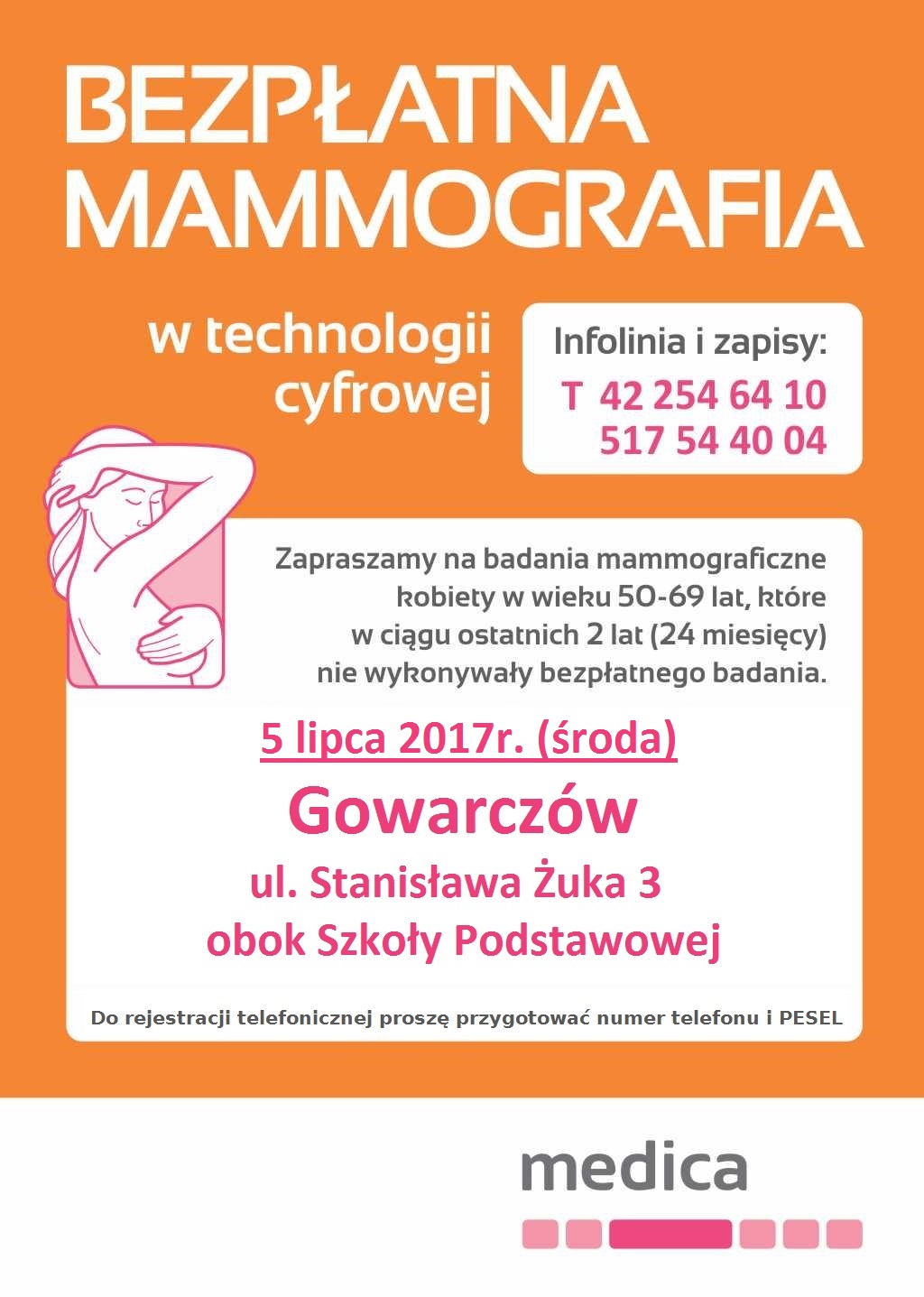 Plakat reklamujący badania mammograficzne