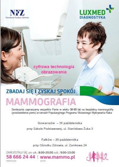 Plakat reklamujący badania mammograficzne