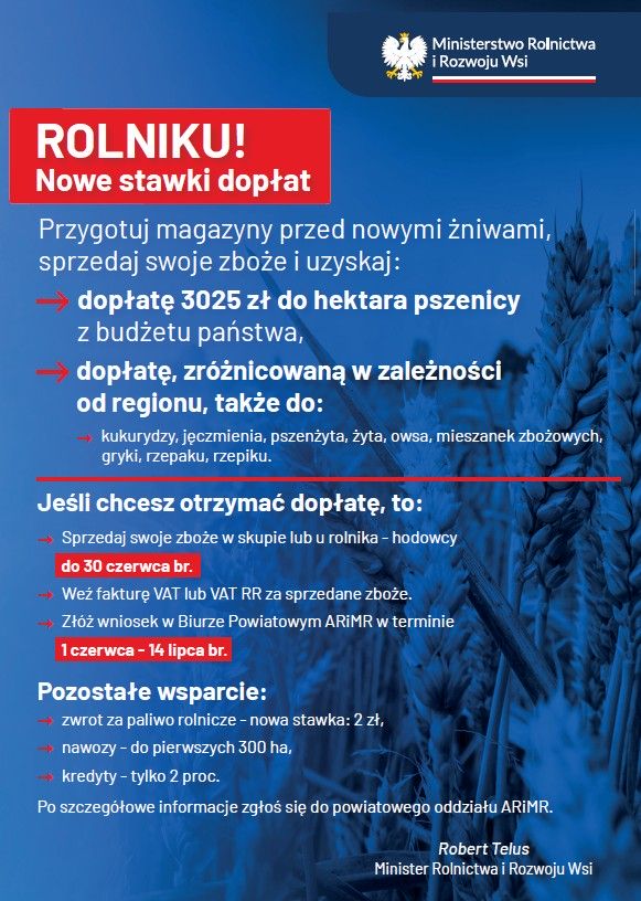 Ochrona interesów polskiej wsi - plakat reklamowyMinisterstwa Rolnictwa i Rozwoju Wsi - MRiRW